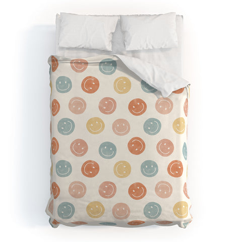 Little Arrow Design Co smiley faces neutrals Duvet Cover