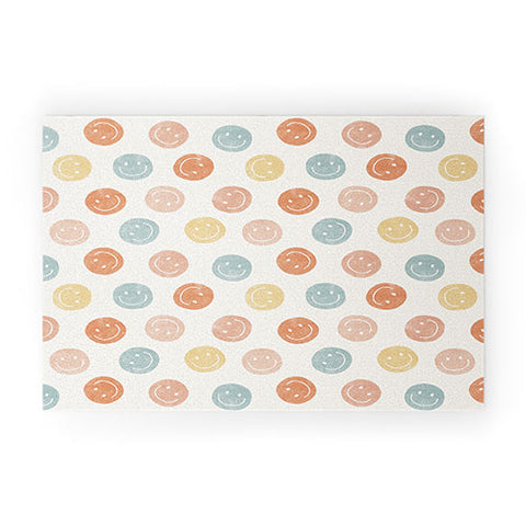 Little Arrow Design Co smiley faces neutrals Welcome Mat