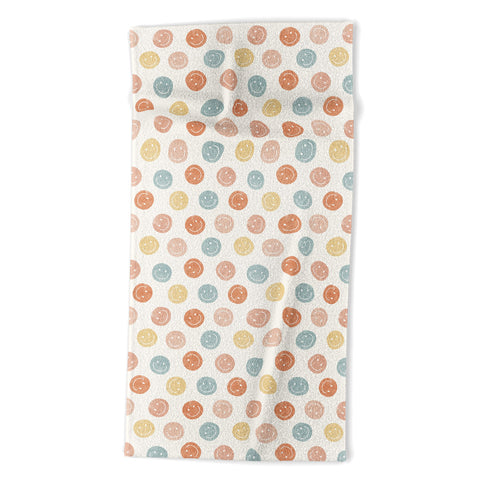 Little Arrow Design Co smiley faces neutrals Beach Towel