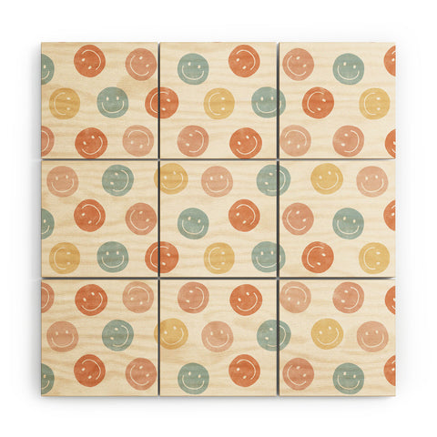 Little Arrow Design Co smiley faces neutrals Wood Wall Mural