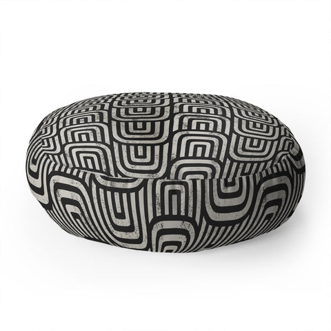 Little Arrow Design Co square scallop charcoal Floor Pillow Round