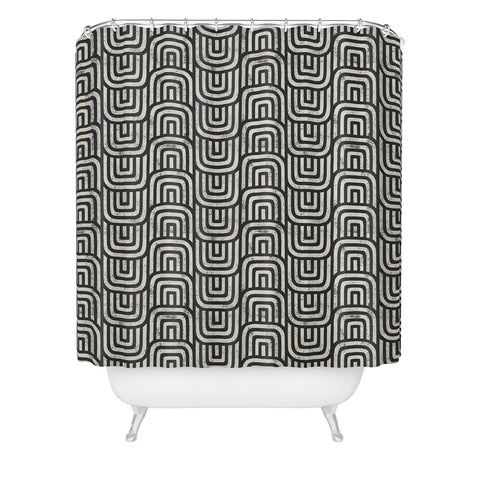 Little Arrow Design Co square scallop charcoal Shower Curtain