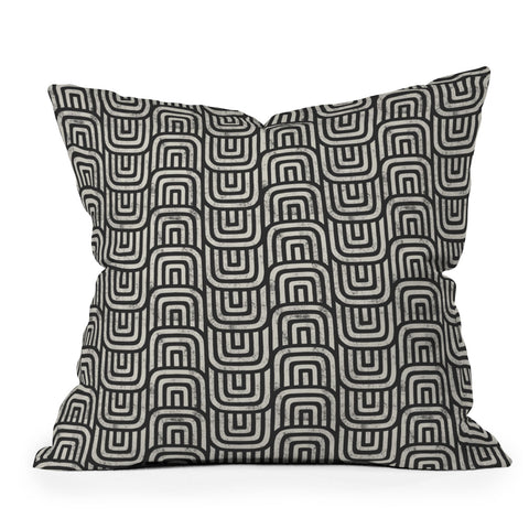 Little Arrow Design Co square scallop charcoal Outdoor Throw Pillow