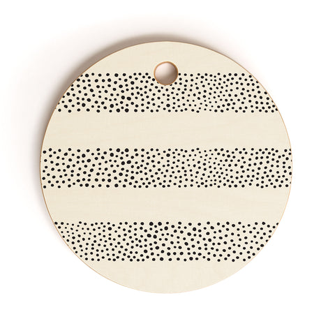 Little Arrow Design Co stippled stripes cream black Cutting Board Round