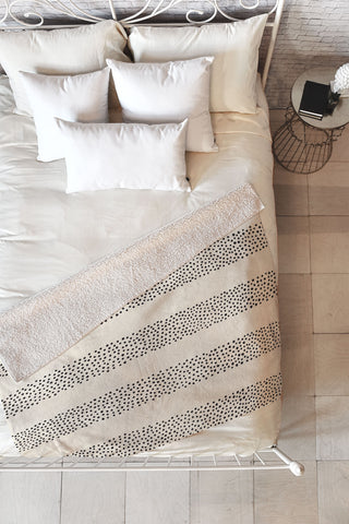 Little Arrow Design Co stippled stripes cream black Fleece Throw Blanket