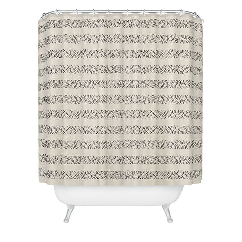Little Arrow Design Co stippled stripes cream black Shower Curtain