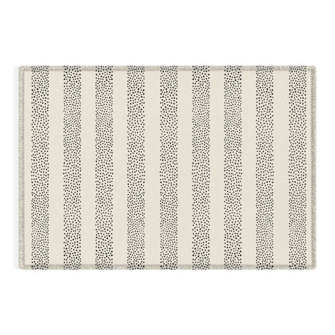 Little Arrow Design Co stippled stripes cream black Outdoor Rug