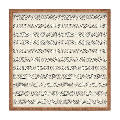 Little Arrow Design Co stippled stripes cream black Square Tray