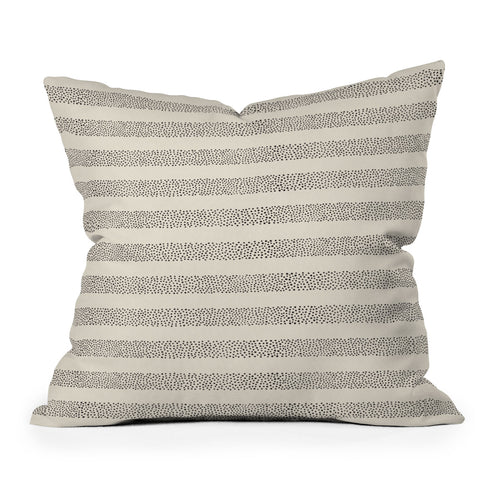 Little Arrow Design Co stippled stripes cream black Outdoor Throw Pillow