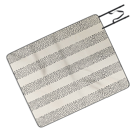 Little Arrow Design Co stippled stripes cream black Picnic Blanket