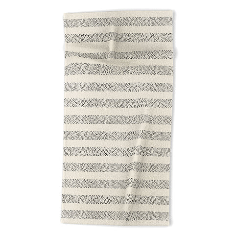 Little Arrow Design Co stippled stripes cream black Beach Towel
