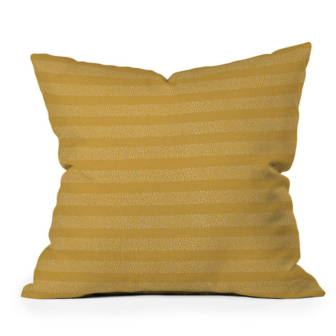 Little Arrow Design Co stippled stripes mustard Outdoor Throw Pillow