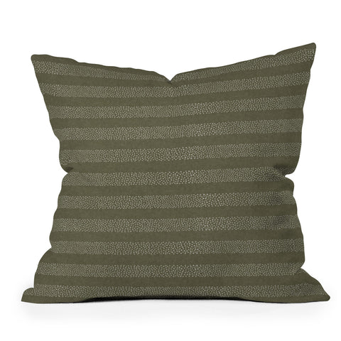 Little Arrow Design Co stippled stripes olive green Outdoor Throw Pillow