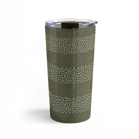 Little Arrow Design Co stippled stripes olive green Travel Mug