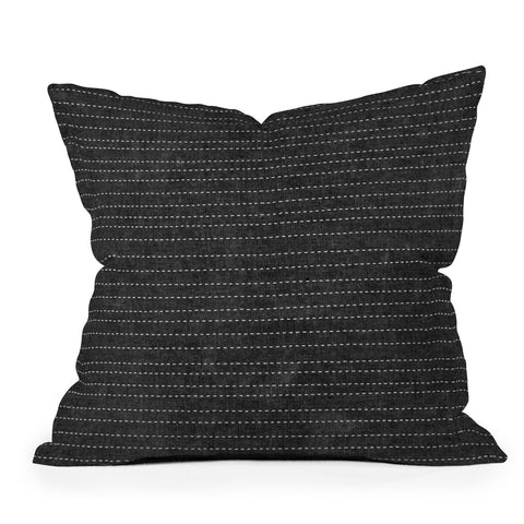 Little Arrow Design Co stitched stripes charcoal Outdoor Throw Pillow