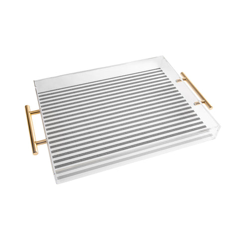 Little Arrow Design Co Stripes in Grey Acrylic Tray
