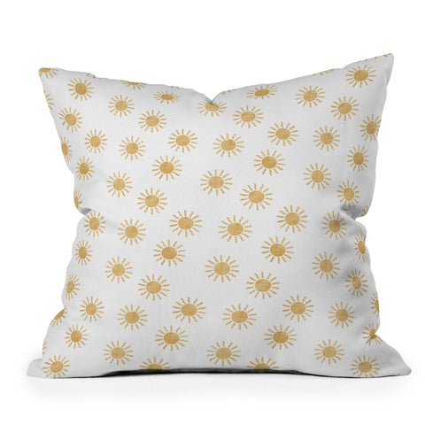 Little Arrow Design Co Suns golden on white Outdoor Throw Pillow