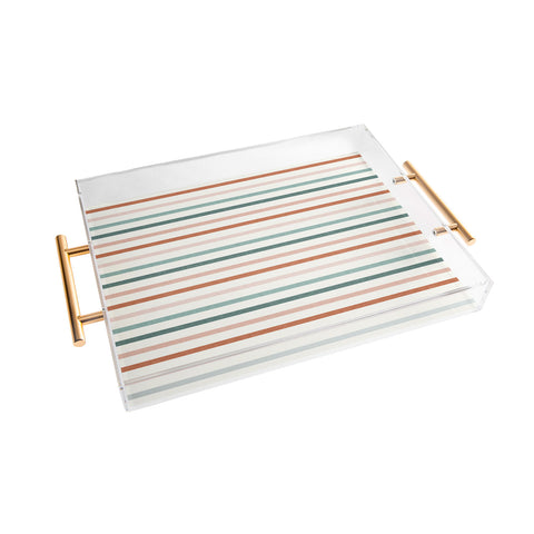 Little Arrow Design Co sunset stripes in terra cotta Acrylic Tray