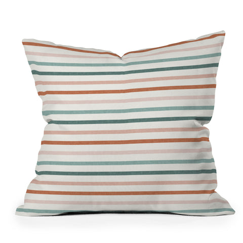 Little Arrow Design Co sunset stripes in terra cotta Outdoor Throw Pillow