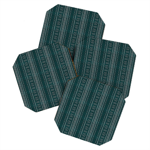 Little Arrow Design Co teal mudcloth tribal Coaster Set