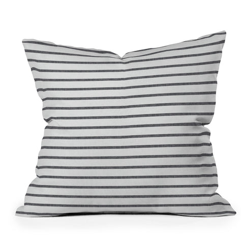 Little Arrow Design Co Thin Grey Stripe Outdoor Throw Pillow