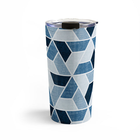 Little Arrow Design Co triangle geo blue Travel Mug