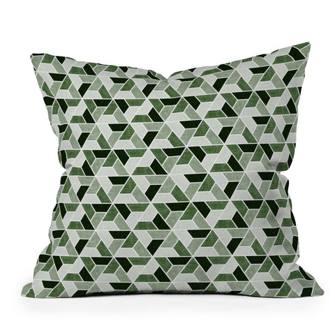 Little Arrow Design Co triangle geo green Outdoor Throw Pillow