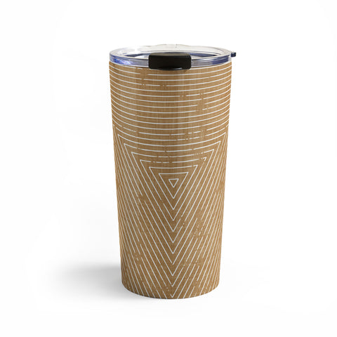 Little Arrow Design Co triangle stripes golden brown Travel Mug