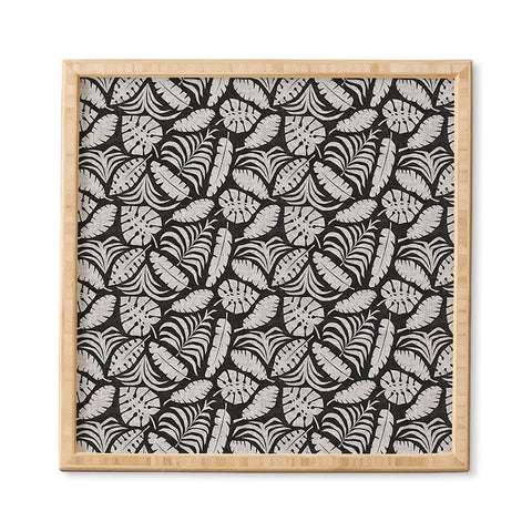 Little Arrow Design Co tropical leaves charcoal Framed Wall Art