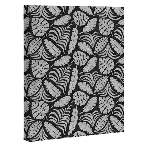 Little Arrow Design Co tropical leaves charcoal Art Canvas