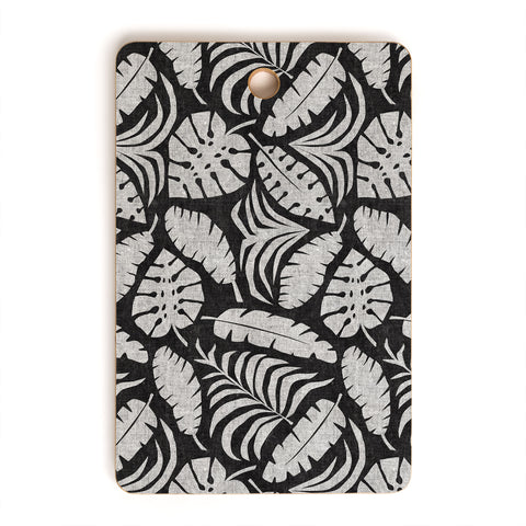 Little Arrow Design Co tropical leaves charcoal Cutting Board Rectangle