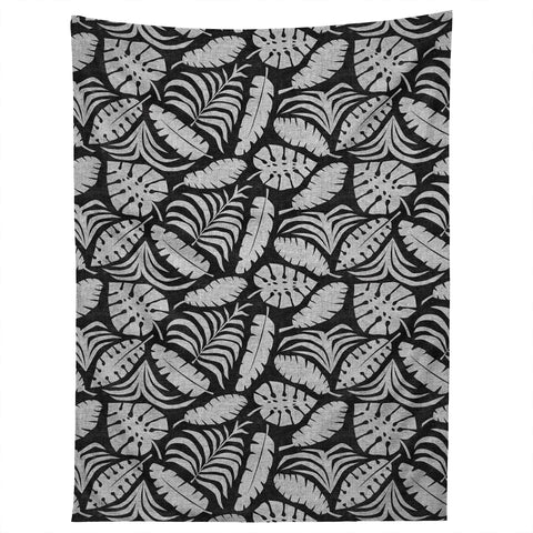 Little Arrow Design Co tropical leaves charcoal Tapestry