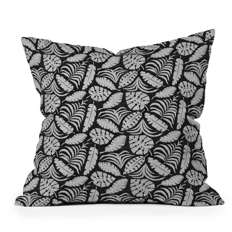 Little Arrow Design Co tropical leaves charcoal Throw Pillow