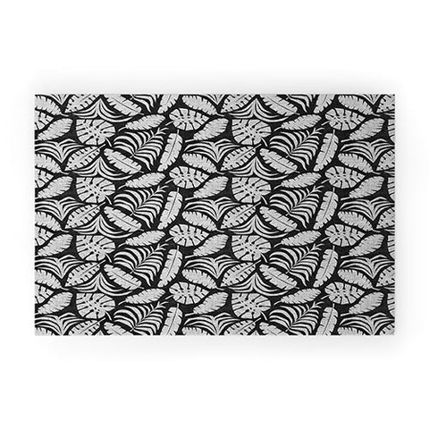 Little Arrow Design Co tropical leaves charcoal Welcome Mat