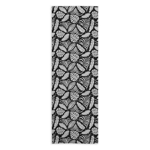 Little Arrow Design Co tropical leaves charcoal Yoga Towel