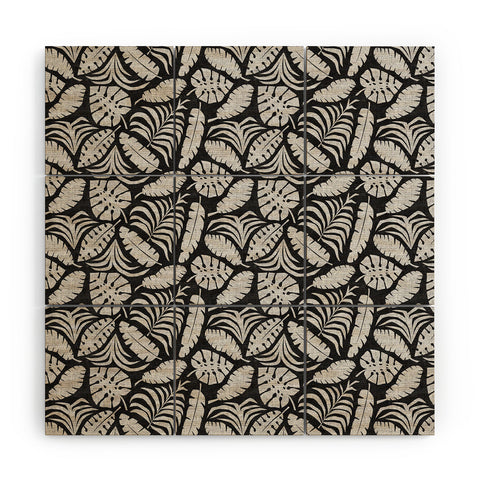 Little Arrow Design Co tropical leaves charcoal Wood Wall Mural