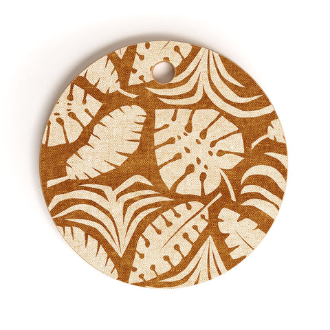 Little Arrow Design Co tropical leaves honey Cutting Board Round
