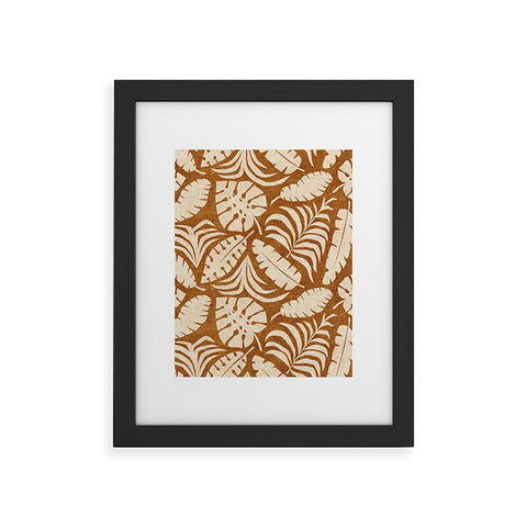 Little Arrow Design Co tropical leaves honey Framed Art Print