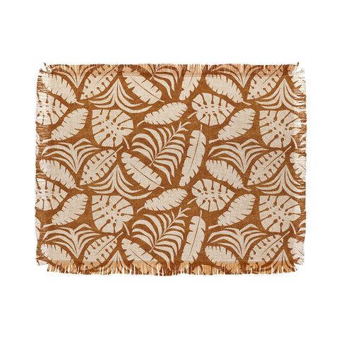 Little Arrow Design Co tropical leaves honey Throw Blanket