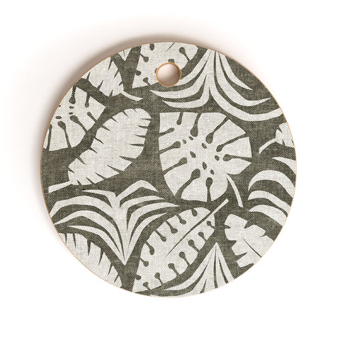 Little Arrow Design Co tropical leaves olive Cutting Board Round