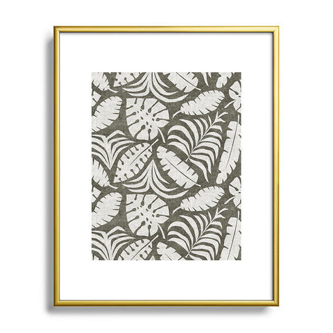 Little Arrow Design Co tropical leaves olive Metal Framed Art Print