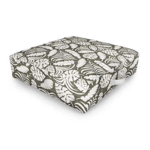 Little Arrow Design Co tropical leaves olive Outdoor Floor Cushion