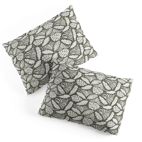 Little Arrow Design Co tropical leaves olive Pillow Shams