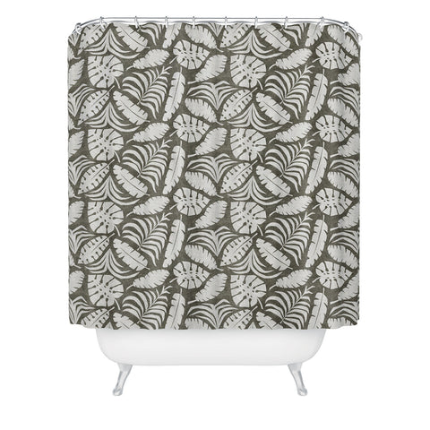 Little Arrow Design Co tropical leaves olive Shower Curtain