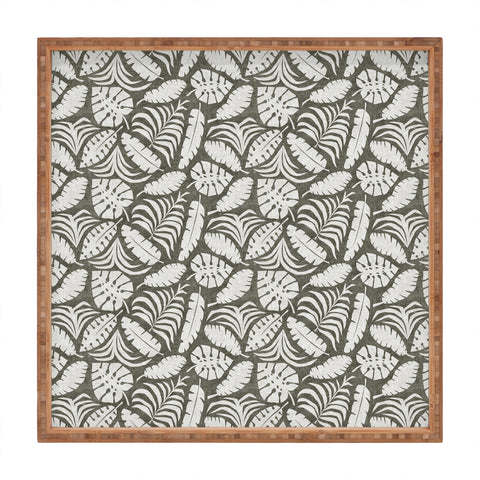 Little Arrow Design Co tropical leaves olive Square Tray