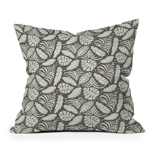 Little Arrow Design Co tropical leaves olive Throw Pillow