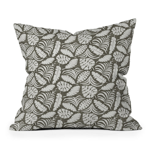 Little Arrow Design Co tropical leaves olive Throw Pillow