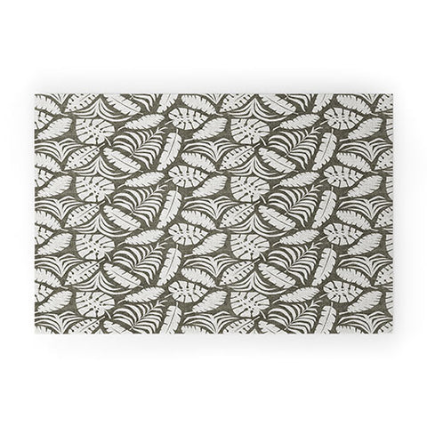 Little Arrow Design Co tropical leaves olive Welcome Mat