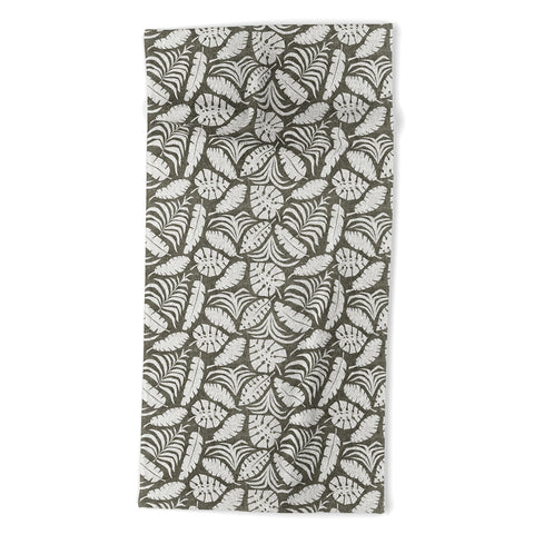 Little Arrow Design Co tropical leaves olive Beach Towel