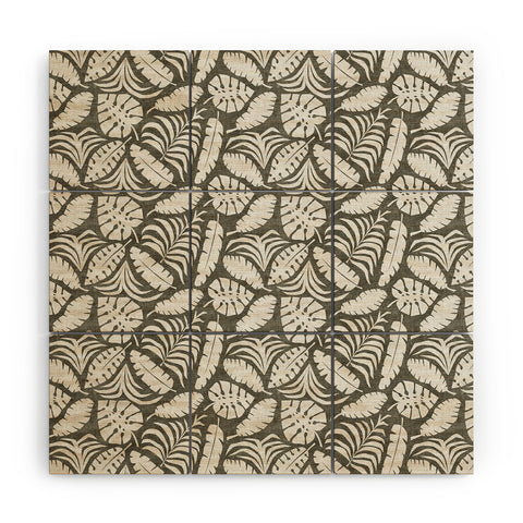 Little Arrow Design Co tropical leaves olive Wood Wall Mural